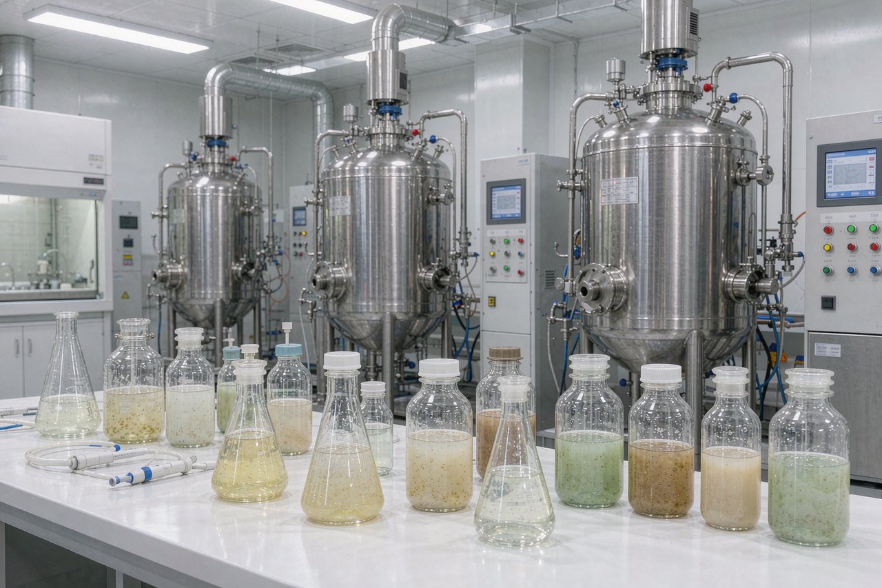 图：生物实验室中的复合菌剂与发酵培养